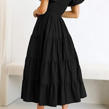 Elegant Summer Midi Ruffle Dress