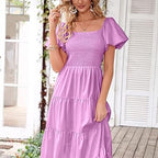 Elegant Summer Midi Ruffle Dress