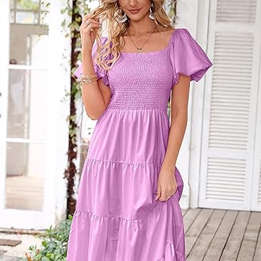 Elegant Summer Midi Ruffle Dress
