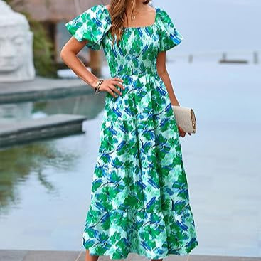 Elegant Summer Midi Ruffle Dress