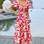 Elegant Summer Midi Ruffle Dress