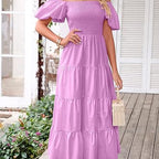 Elegant Summer Midi Ruffle Dress