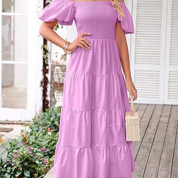 Elegant Summer Midi Ruffle Dress