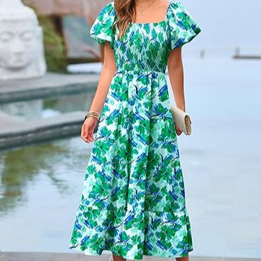 Elegant Summer Midi Ruffle Dress