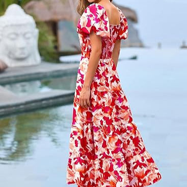 Elegant Summer Midi Ruffle Dress