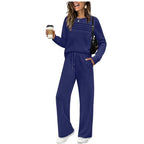 Women’s Crew Neck Lounge Set - Soft Cotton Top & Drawstring Pants