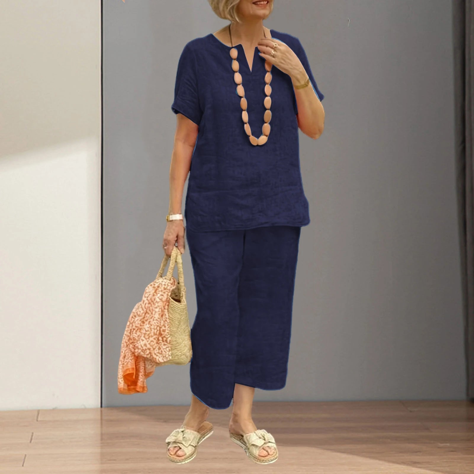 Women’s Casual 2-Piece Set with Wide Leg Pants