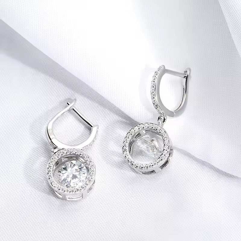 Drop Earrings for Women – Sparkling Beating Heart Design, S925 Sterling Silver