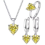 925 Silver Heart Zircon Jewelry Set – Women’s Ring, Earrings & Necklace for Wedding or Engagement
