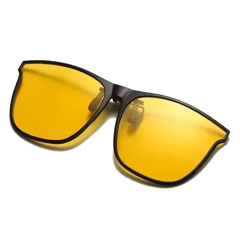 Polarized Clip-On Sunglasses – Photochromic Night Vision Driving Glasses, Anti-Glare Vintage Square Goggles for Men