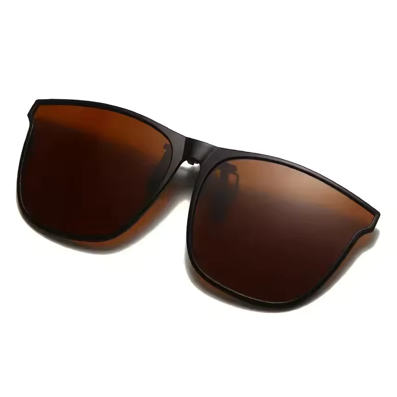 Polarized Clip-On Sunglasses – Photochromic Night Vision Driving Glasses, Anti-Glare Vintage Square Goggles for Men