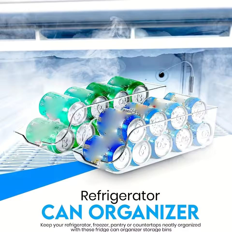 Refrigerator Can Organizer – Kitchen Storage Dispenser for Soda & Beverage Cans