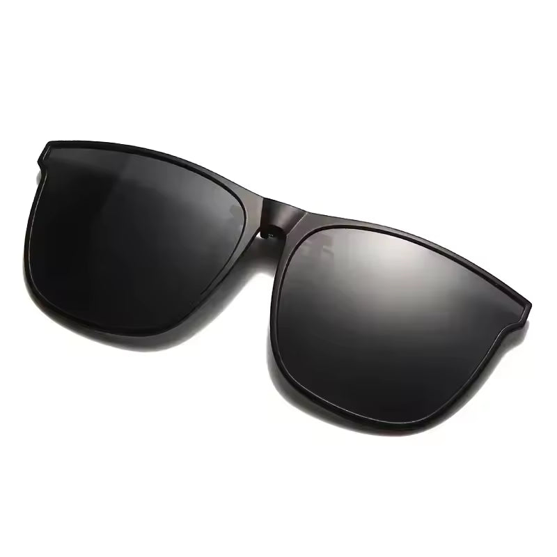Polarized Clip-On Sunglasses – Photochromic Night Vision Driving Glasses, Anti-Glare Vintage Square Goggles for Men