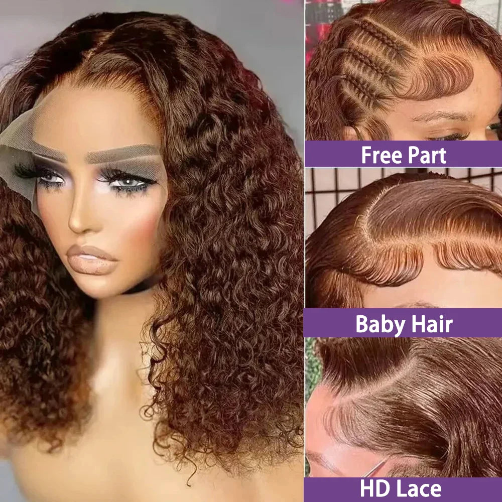 Brazilian Hair Curly Wig in Dark Brown
