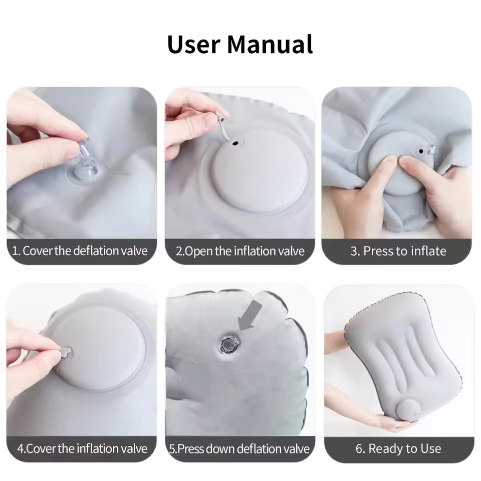 Camping Inflatable Pillow – Portable Ultralight Air Pillow for Travel, Hiking, Neck & Lumbar Support