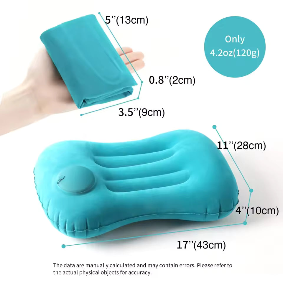 Camping Inflatable Pillow – Portable Ultralight Air Pillow for Travel, Hiking, Neck & Lumbar Support