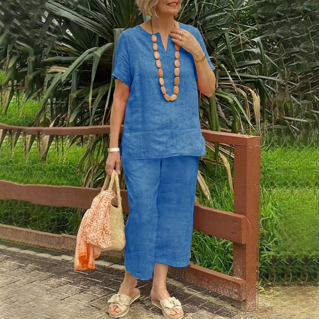 Women’s Casual 2-Piece Set with Wide Leg Pants
