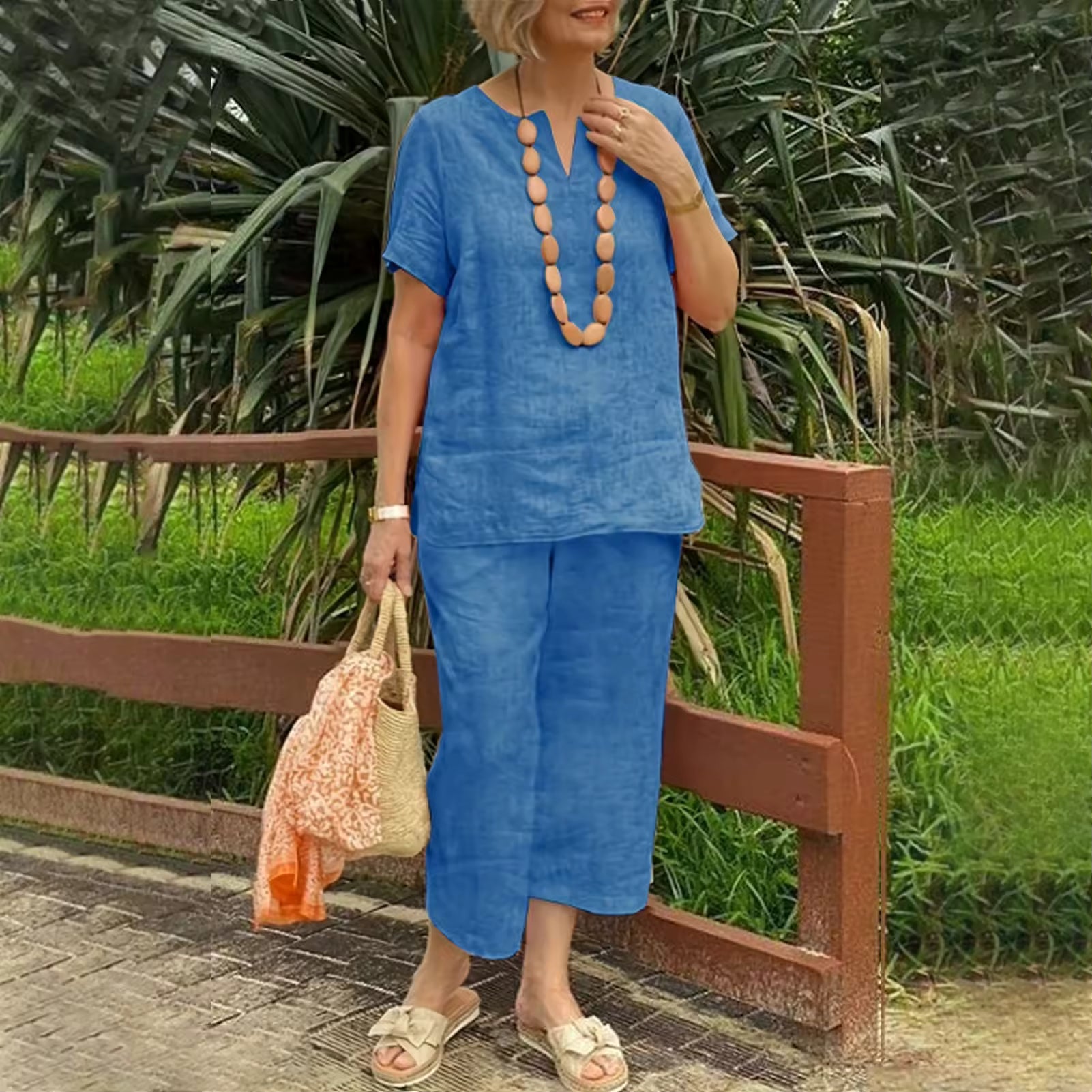 Women’s Casual 2-Piece Set with Wide Leg Pants