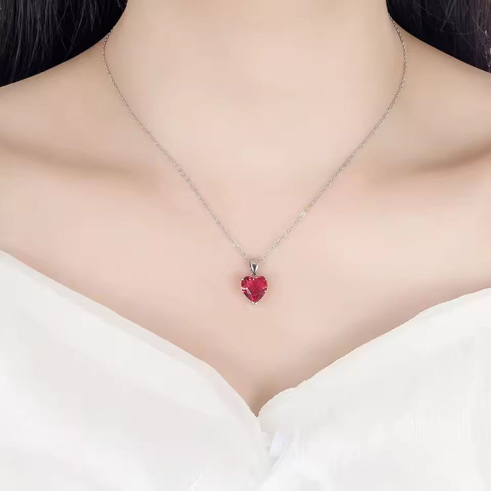 925 Silver Heart Zircon Jewelry Set – Women’s Ring, Earrings & Necklace for Wedding or Engagement