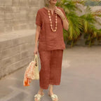Women’s Casual 2-Piece Set with Wide Leg Pants
