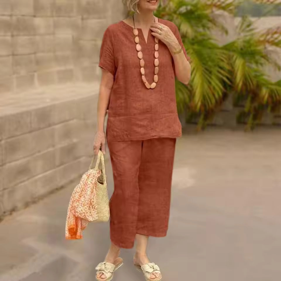 Women’s Casual 2-Piece Set with Wide Leg Pants