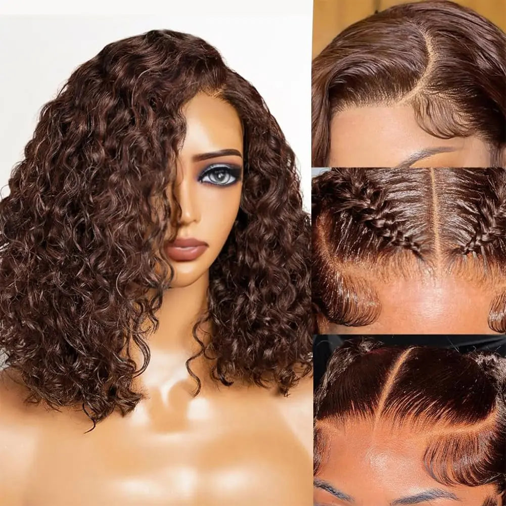 Brazilian Hair Curly Wig in Dark Brown