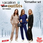 Women’s Crew Neck Lounge Set - Soft Cotton Top & Drawstring Pants